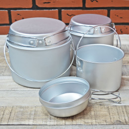 Набор котелков 1,2л, 1,8л, 3л алюминиевых походных Camp-S1