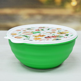 Миска 1,55л с крышкой с декором микс 1