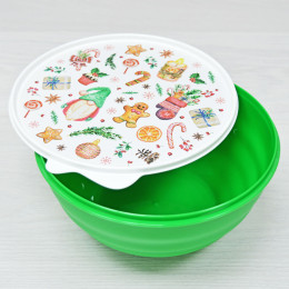 Миска 1,55л с крышкой с декором микс 1