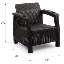 Набор из 2-ух кресел "Ротанг-плюс" без подушки мокко