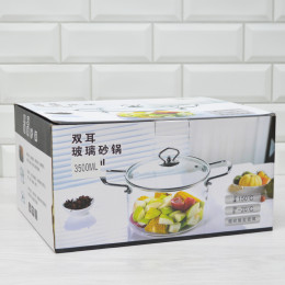 Кастрюля 3,5л стеклянная с крышкой BZ-BH-175