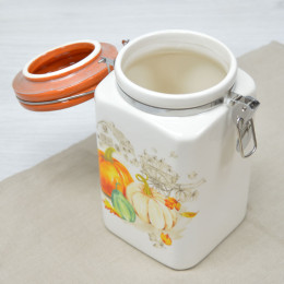 Банка для сыпучих 1100мл с клипсой "Тыква"