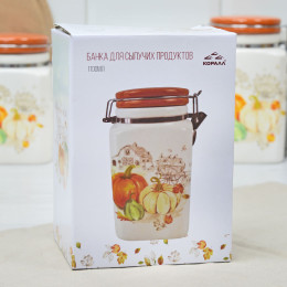 Банка для сыпучих 1100мл с клипсой "Тыква"