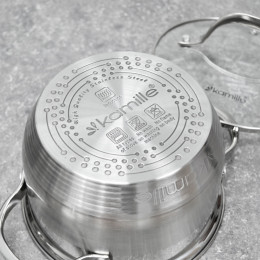 Набор посуды 5 предметов ковш 1,8л; кастрюли 1,8л; 2,3л; 3,3л; 5,8л нерж, 7-ми слойное дно