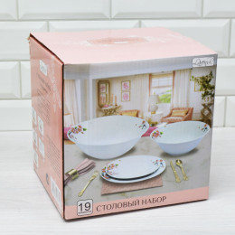 Столовый набор 19 предметов "Полевой букет" эконом 93363