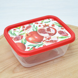 Контейнер для продуктов 0,5л прямоугольный с декором красный