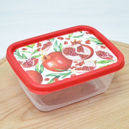 Контейнер для продуктов 0,5л прямоугольный с декором красный