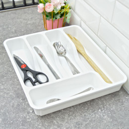 Лоток для столовых приборов раздвижной белый/белый