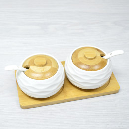 Набор банок с ложками на бамбуковой подставке 073751