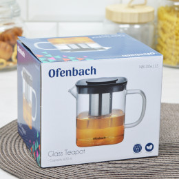 Чайник заварочный 0,6л стеклянный, со съемным ситечком, Ofenbach