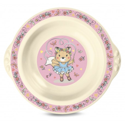 Тарелка детская глубокая с розовым декором бежевый 431306507