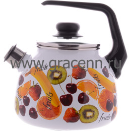 Чайник сферический со свистком 3л Fruits белосн 1RC12