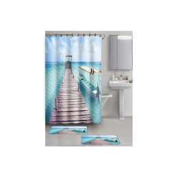 Набор из 3-х предметов для ванной комнаты "Океан": 2 ковр.микр., 1 зан. 101240