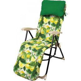 Кресло-шезлонг складное 5 с подножкой и мягким матрасом HHK5/L с лимонами Ника