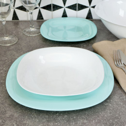 CARINE LIGHT TURQUOISE MIX Столовый набор 19 предметов бело-голубой 19пр