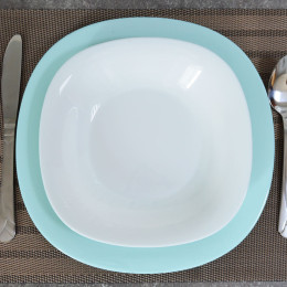 CARINE LIGHT TURQUOISE MIX Столовый набор 19 предметов бело-голубой 19пр