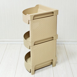 Этажерка 3-х секционная угловая универсальная "Wenge", 325*325*615мм бежевый