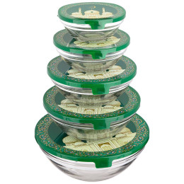 Набор салатников 5 предметов с пластиковыми крышками "СУРА"