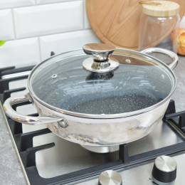 Сотейник 24см с мраморным антипригарным покрытием Antique grey WR-6014