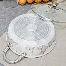 Сотейник 24см с мраморным антипригарным покрытием Antique grey WR-6014