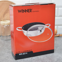 Сотейник 24см с мраморным антипригарным покрытием Antique grey WR-6014