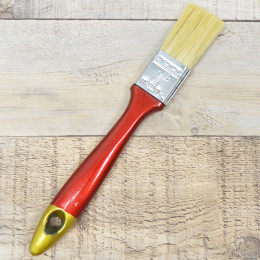 Кисть плоская 1,0" 25мм деревянная красная ручка, белая искусственная щетина