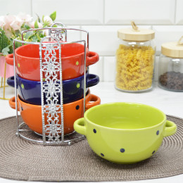 Набор бульонниц 4 предмета 540мл на подставке LR 26529