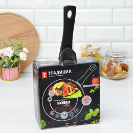 Ковш 1,5л со съемной ручкой со стеклянной крышкой Гранит тм Традиция