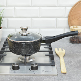 Ковш 1,5л со съемной ручкой со стеклянной крышкой Гранит тм Традиция