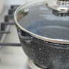 Ковш 1,5л со съемной ручкой со стеклянной крышкой Гранит тм Традиция