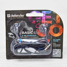 Наушники стерео DEFENDER Basic-634 Black Для MP3, кабель 1,1м