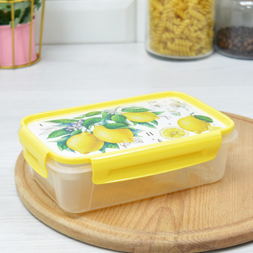 Контейнер для продуктов 0,75л LOCK&OK с декором желтый