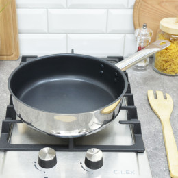 Сковорода 24см Общепит, без крышки глубокая, индукция ТРС 3,5мм, покрытие Xylan