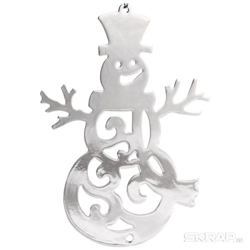 Металлическая подвеска "Новогодний снеговик", 9,9х12 см, серебро 100960