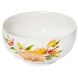 Миска общепит 1,1л белая с деколью "Цветы"