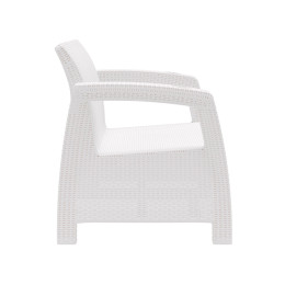 Диван "Ротанг-плюс" 2-х местный без подушки белый, 1270*700*790мм