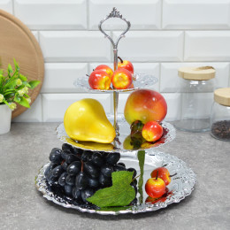 Конфетница 3-х ярусная нержавеющая сталь MB 30427