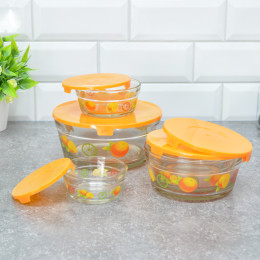 Набор салатников 5 предметов с пластиковыми крышками для СВЧ LR 26866-2