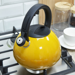 Чайник 2,8л со свистком, индукция двухцветный горчичный