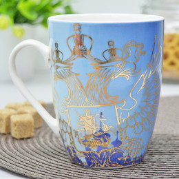 Кружка 360мл Герб России, с элементами золота