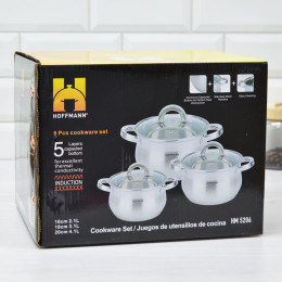 Набор кастрюль 3 предмета нержавеющая сталь 5-ти слойное капсульное дно НМ 5206