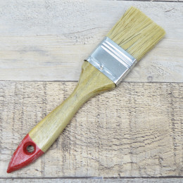 Кисть плоская 1,5" 38мм деревянная красная ручка, белая натуральная щетина