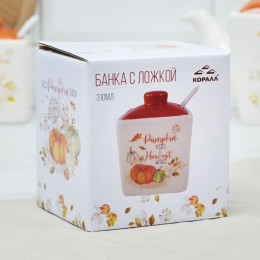 Банка для сыпучих 310мл с ложкой "Тыква"