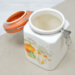 Банка для сыпучих 900мл с клипсой "Тыква"