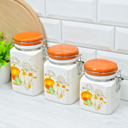 Банка для сыпучих 900мл с клипсой "Тыква"