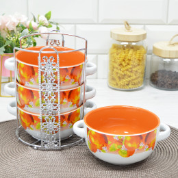 Набор бульонниц 4 предмета 540мл на подставке LR 27583