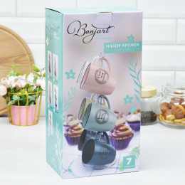 Набор кружек 6 предметов 360мл на подставке 151060-6MS