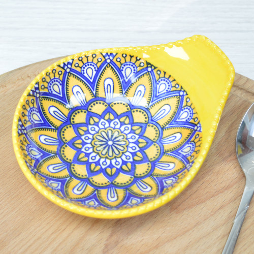 Оливница с ручкой "Arabesque" 12*10*3см желтый