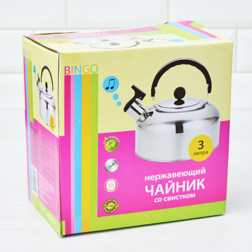 Чайник 3л со свистком нержавеющая сталь тм Bingo