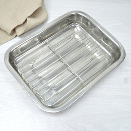 Форма для запекания 30см прямоугольная с решеткой-гриль, нерж